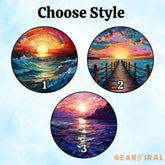 Beach Sunset Stained Glass Beach Window Hangings Beach Lover Home Decor Beach Sunrise Suncatcher Beach Glass Ornament